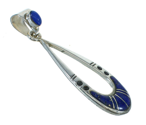Genuine Sterling Silver And Lapis Inlay Southwestern Slide Pendant YX67403